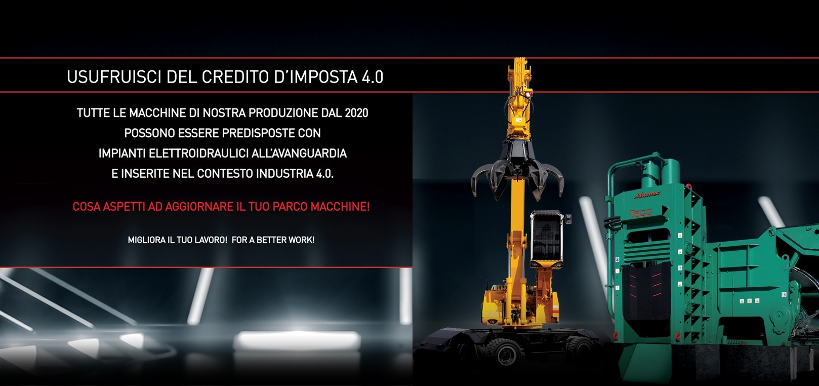 Credito d'imposta 4.0 2020 applicabile alle presse Idromec e caricatori Tabarelli