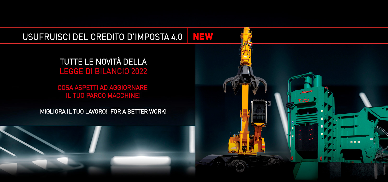 Credito d'imposta 4.0 2022-2025 applicabile alle presse Idromec e caricatori Tabarelli