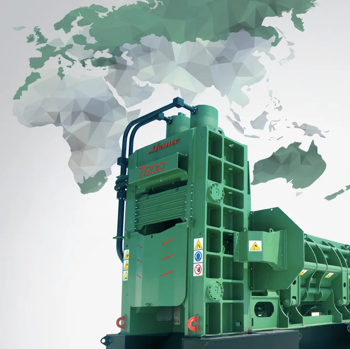 T800 Idromec su mappa mondiale: simbolo di visione globale e soluzioni su misura per i clienti.