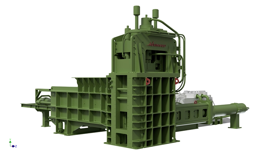 Technische Ansicht der Drei Kompressionspresse IHD-3C Idromec für sperrigen Metallschrott