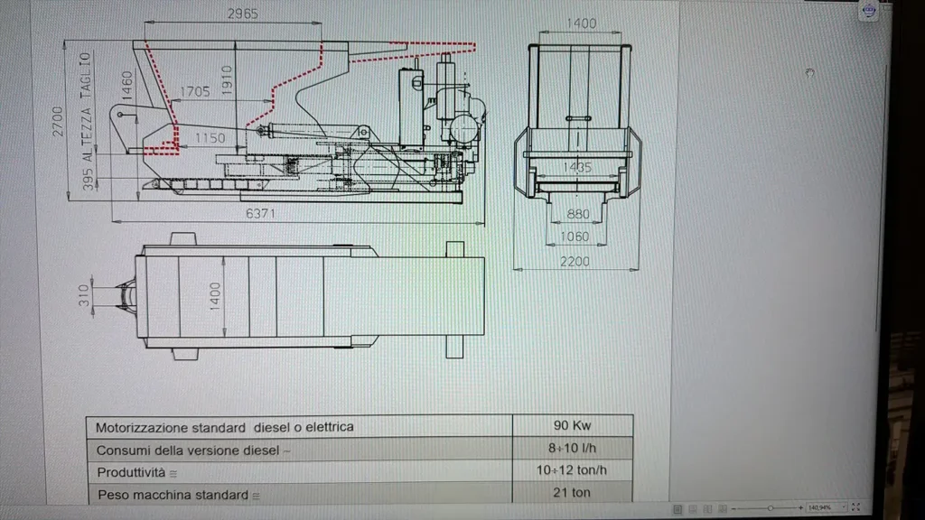 technical drawing Bonfiglioli Squalo CS100 mobile shear