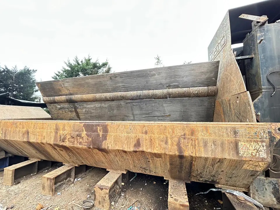 Loading box of the used Zato Blue Whale scrap shear press for metal scrap.