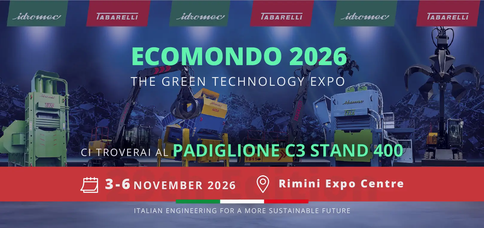 Idromec S.p.A. a Ecomondo 2026, Rimini Expo Centre, Hall C3 Stand 400.